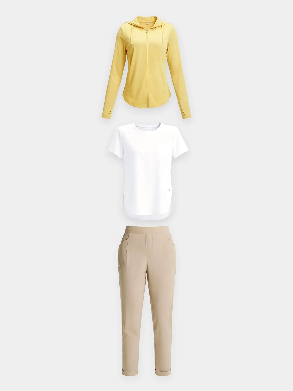 White Shirt + Khaki Pant + Yellow Jacket
