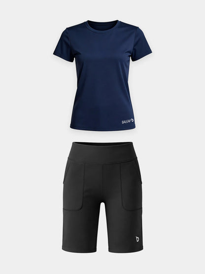 White Shirt + Navy Short
