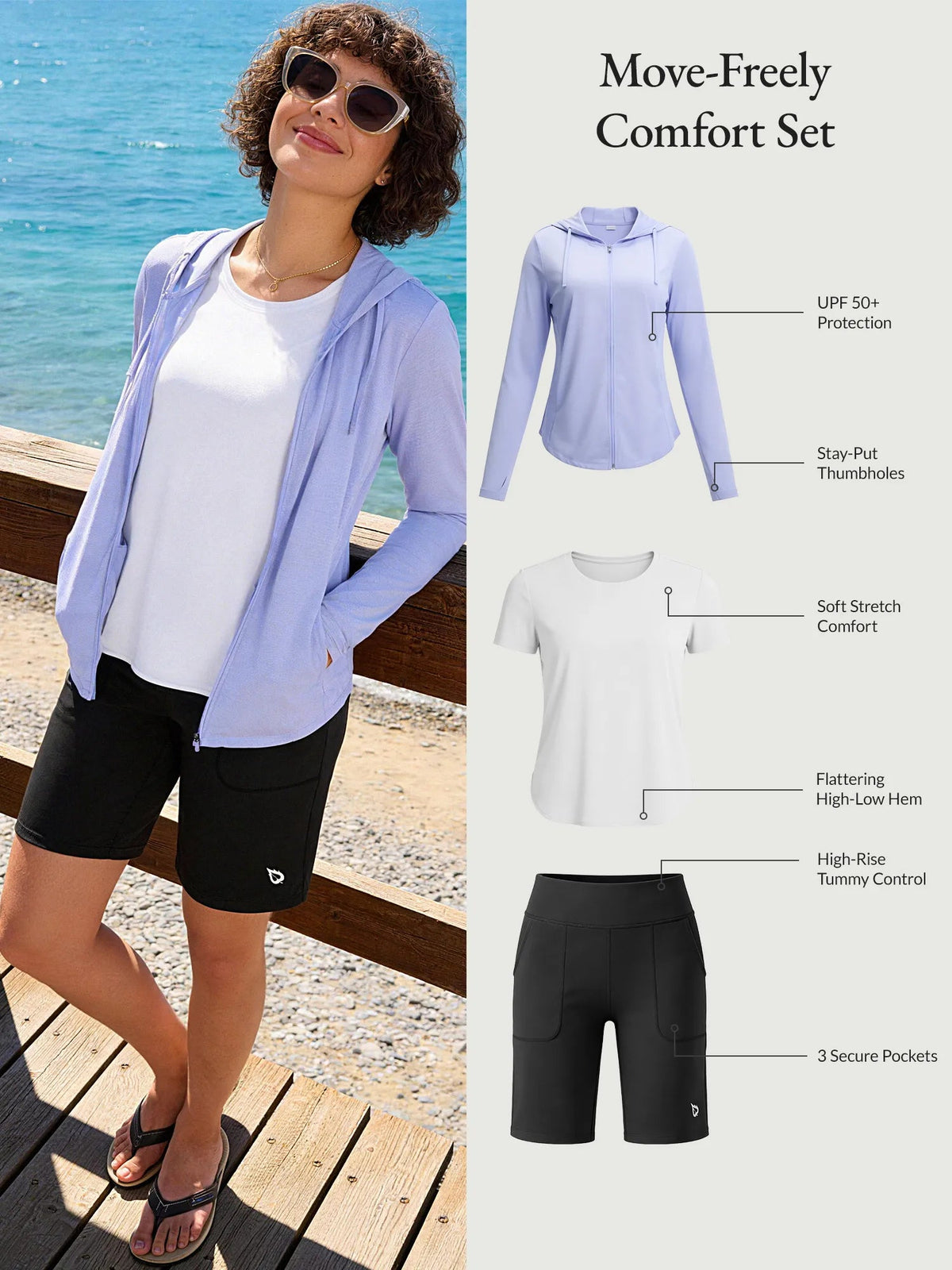 White Shirt + Black Short + Blue Jacket