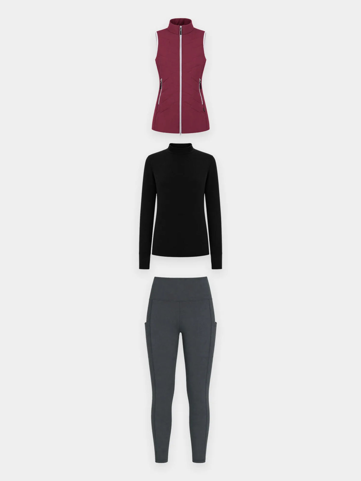 White Base + Black Legging + Green Vest