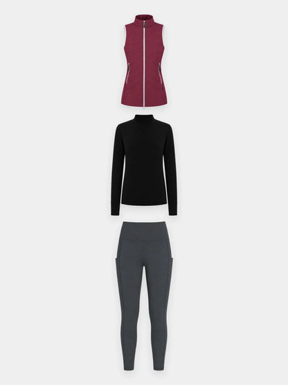White Base + Black Legging + Green Vest