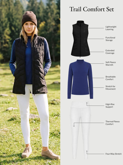 Navy Blue Base + Star White Legging + Black Vest