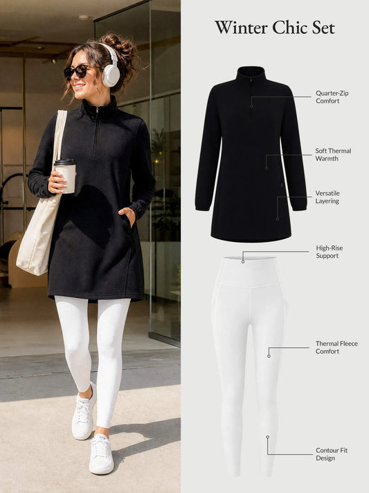 Black Dress + White Leggings