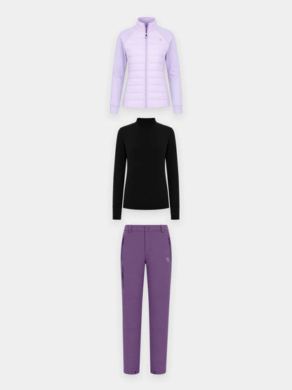 White Base + Light Purple Jacket + Black Pants