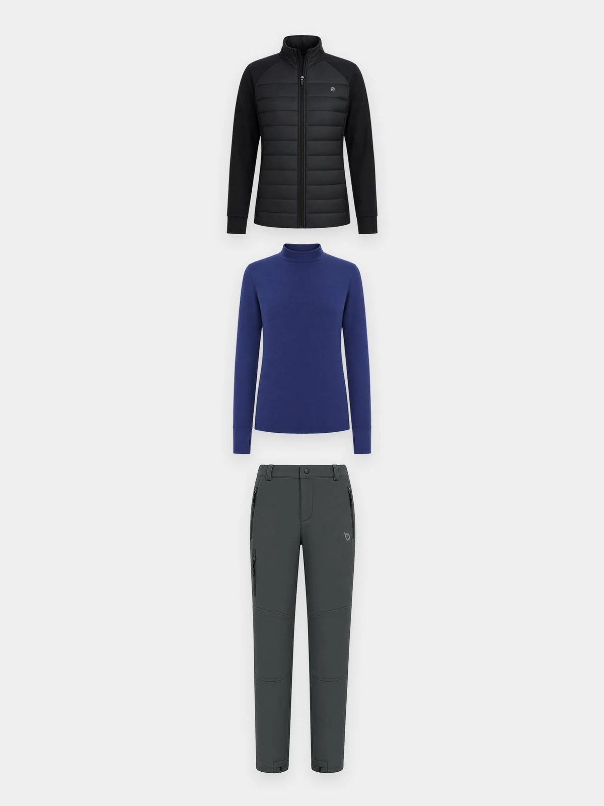 White Base + Light Purple Jacket + Black Pants