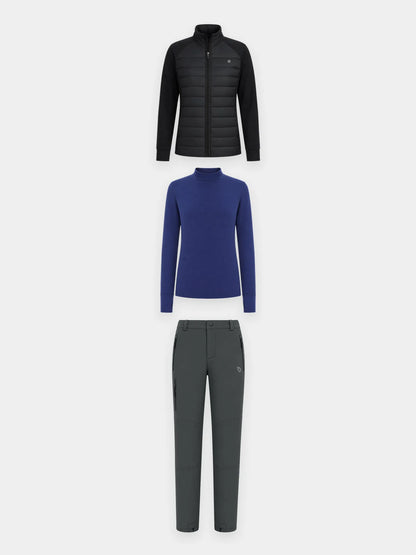 White Base + Light Purple Jacket + Black Pants