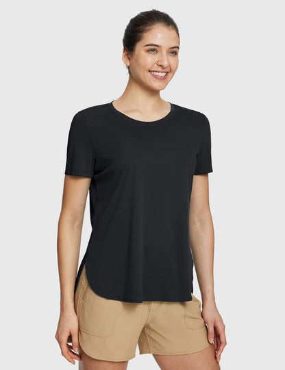 Black Shirt + Beige Skirt