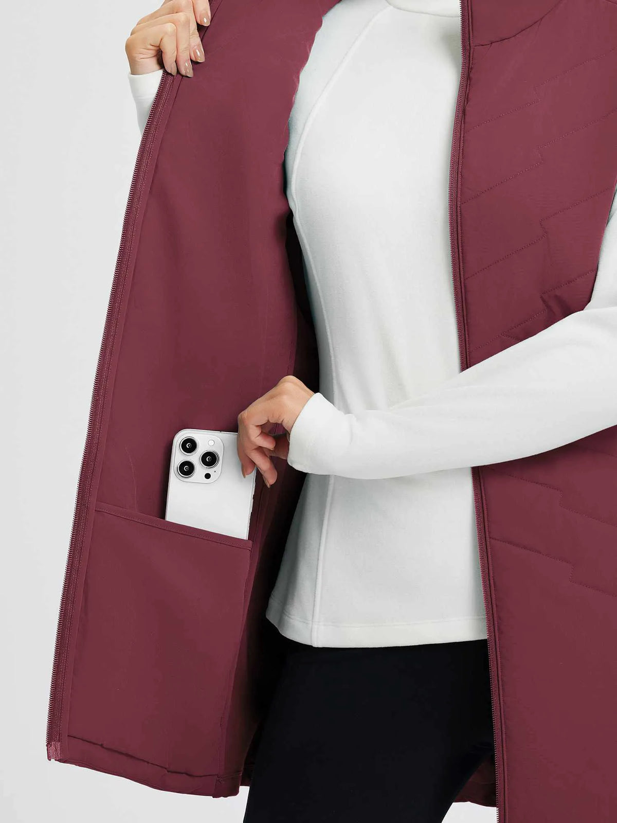 Navy Blue Base + Light Grey Legging + Wine Red Vest