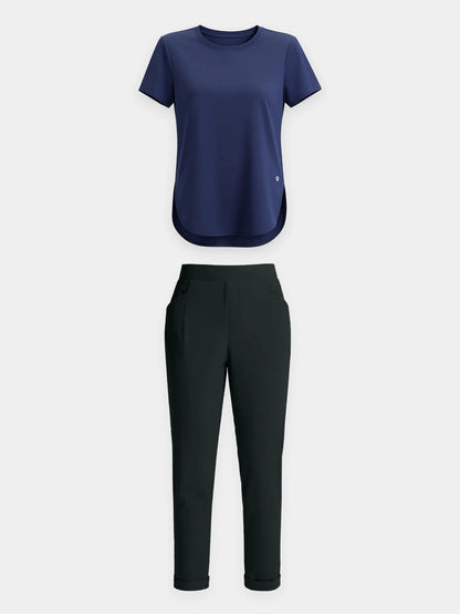 Navy Shirt + Black Pant
