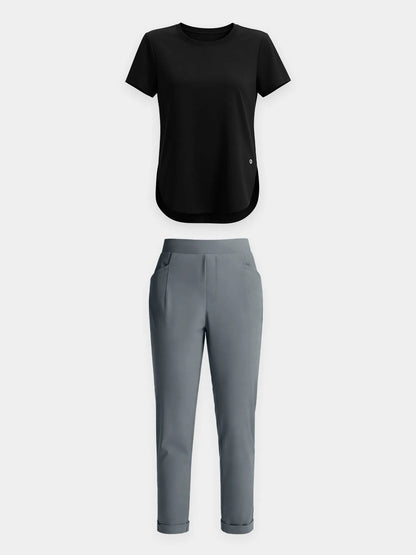 Navy Shirt + Black Pant