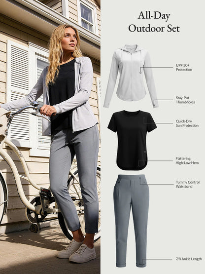 Black Shirt + Dark Gray Pant + Light Gray Jacket