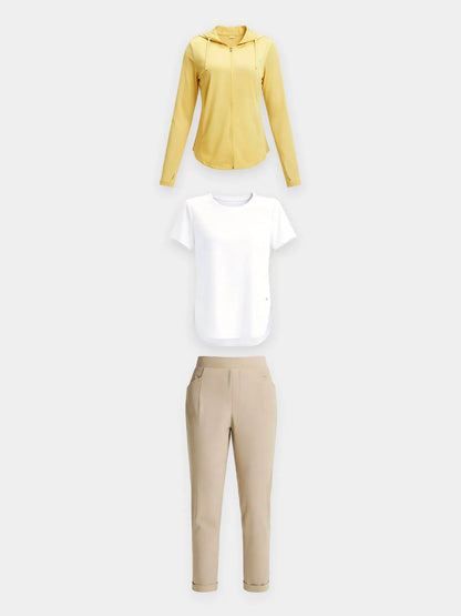 White Shirt + Khaki Pant + Yellow Jacket