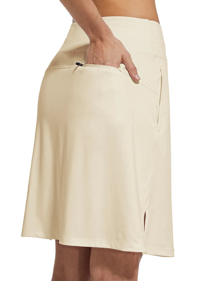 Black Shirt + Beige Skirt