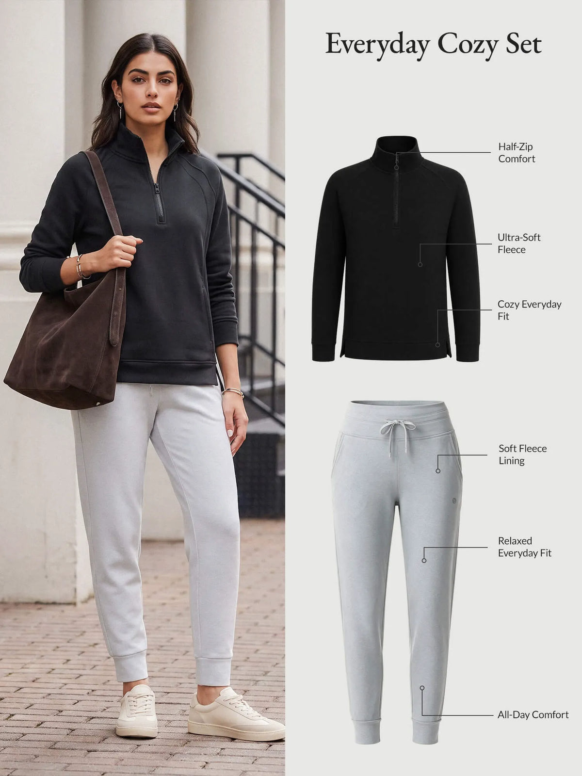 Anthracite Pullover + Heather Light Gray Joggers