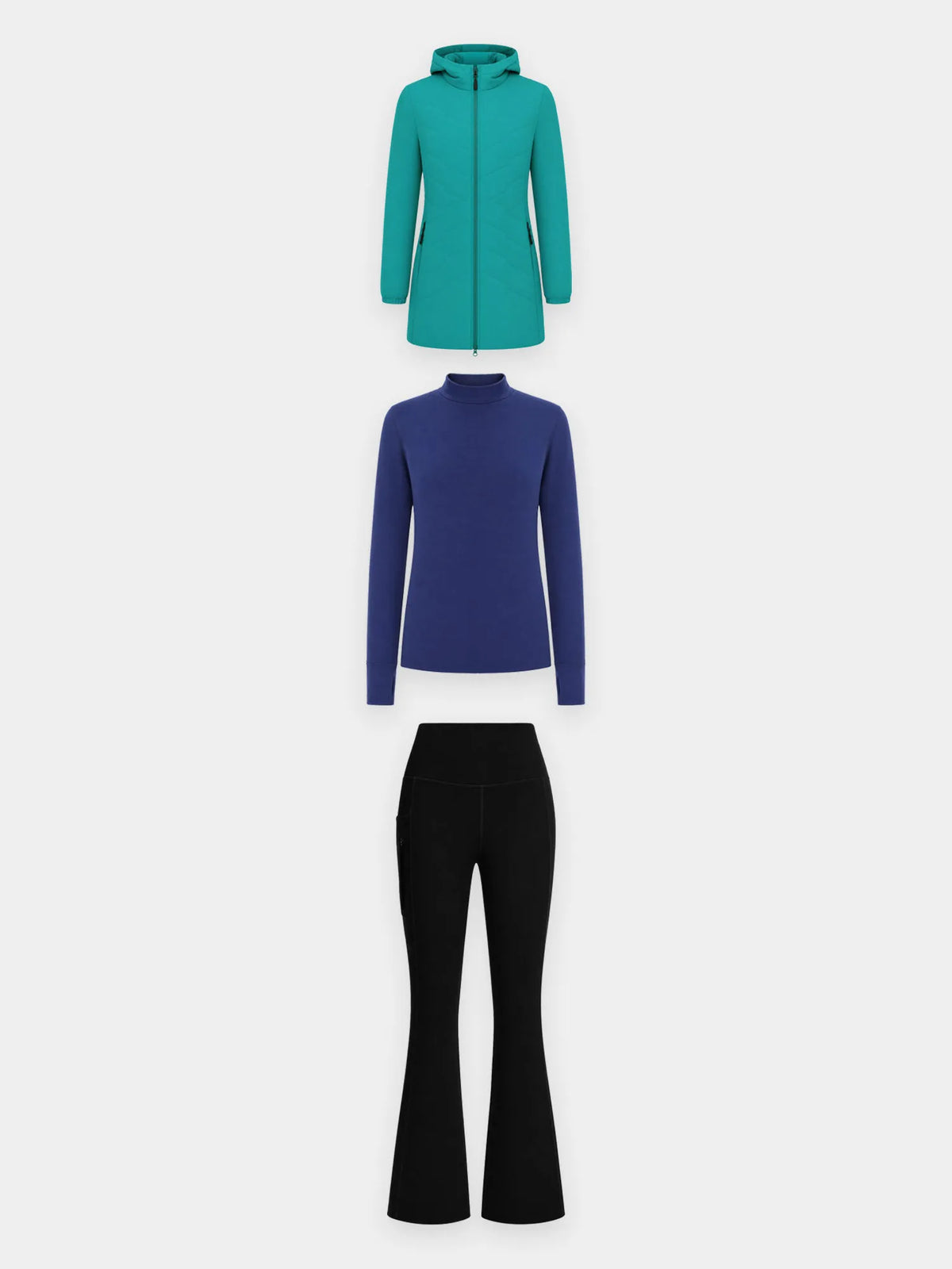 White Base + Estate Blue Pants + Black Jacket