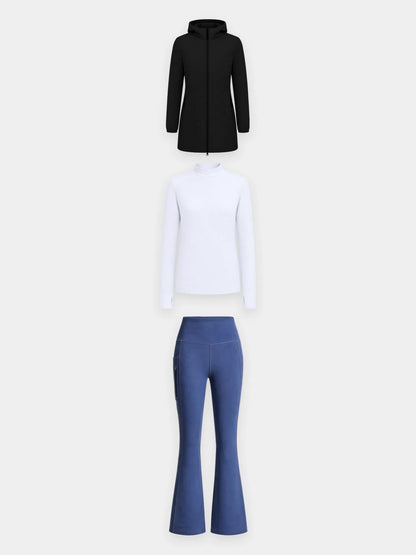 White Base + Estate Blue Pants + Black Jacket