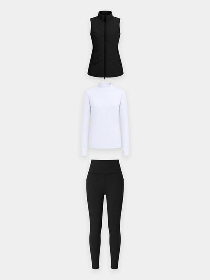 Navy Blue Base + Light Grey Legging + Wine Red Vest