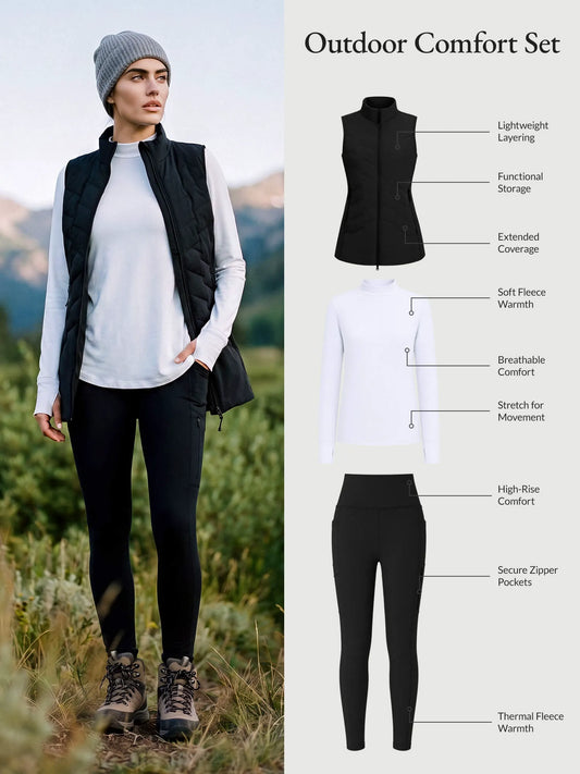 White Base + Black Legging + Black Vest