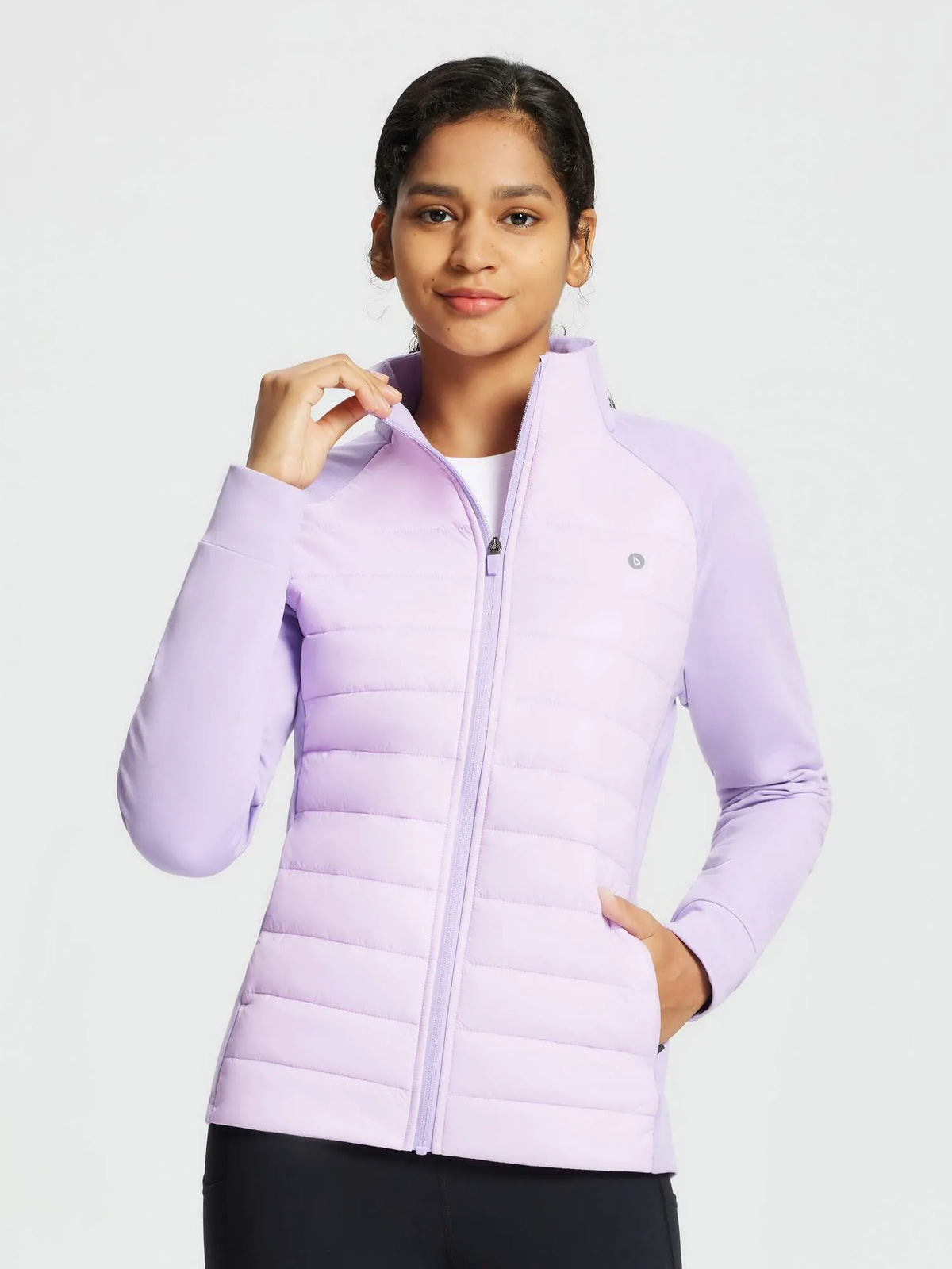 White Base + Light Purple Jacket + Black Pants